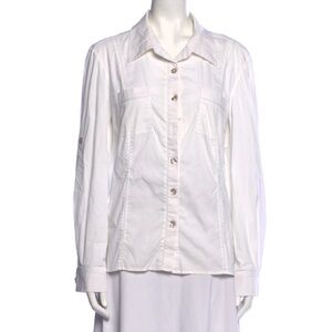 St John Sport Button Up Long Sleeve Shirt Size L In Ivory